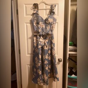 V. Chapman Vera Ruffle Dress - Floral Blue - Size 12
